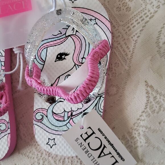 Children's Place Unicorn Flip Flops Baby Sz 4/5 - Picture 3 of 4